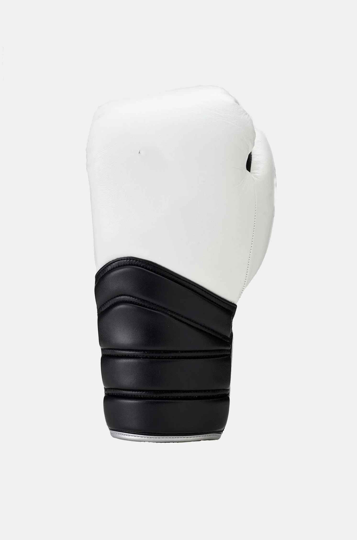 White Training Boxing Gloves with Black Segmented Wrist Cuff